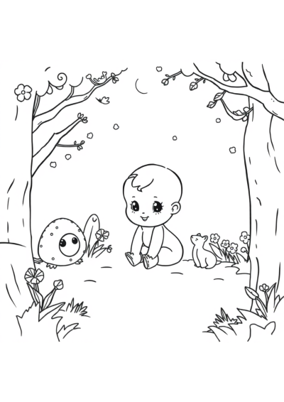 Baby Magical Forest Coloring Page