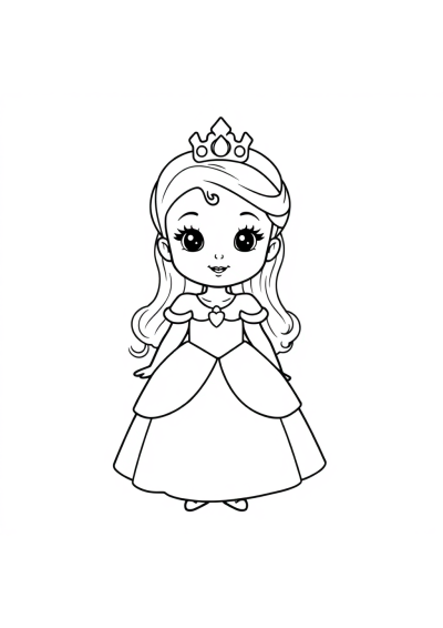 Baby Princess In Dress Coloring Page