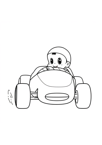 Printable Baby Race Car Speeding Coloring Page