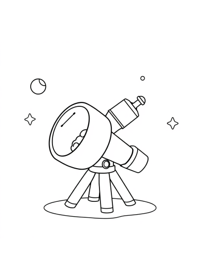 Baby Space Telescope Coloring Page
