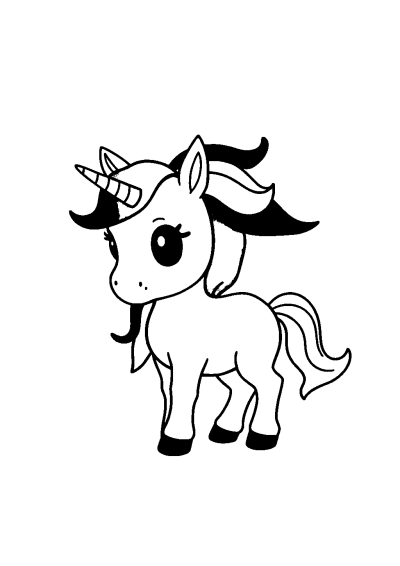 Baby Unicorn With Rainbow Mane Coloring Page