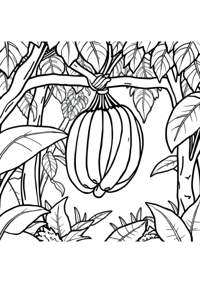 Banana Bunch In Forest Coloring Page