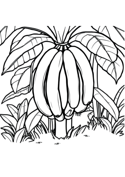 Banana Bunch In Garden Coloring Page