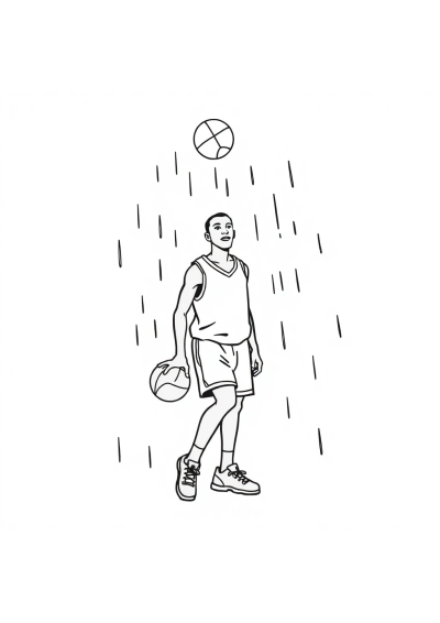 Basketball Player In Rain Coloring Page