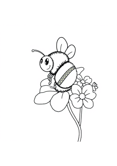 Bee On Flower With Flowers Coloring Page