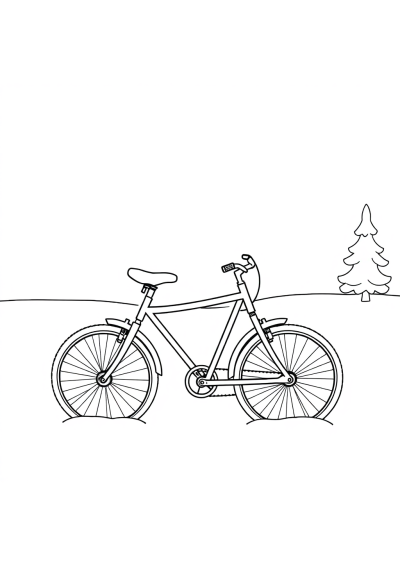 Bicycle In Winter Coloring Page