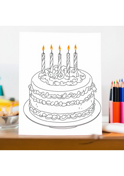 Birthday Cake With Candles Coloring Page