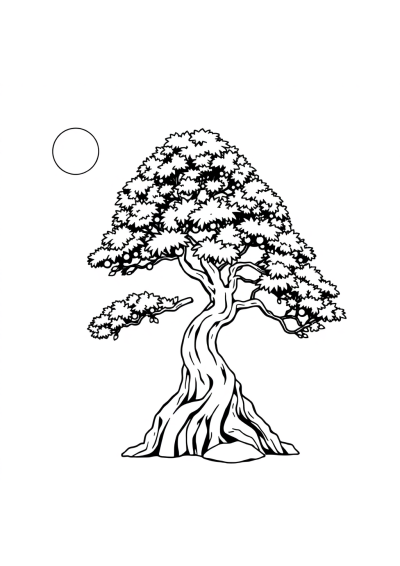 Bonsai Tree At Night Coloring Page