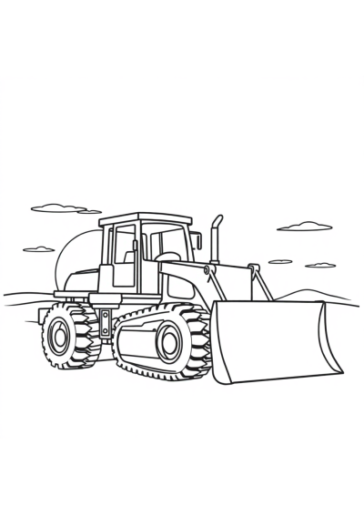 Bulldozer At Sunset Coloring Page