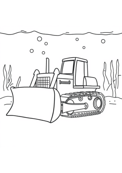 Bulldozer Underwater Coloring Page