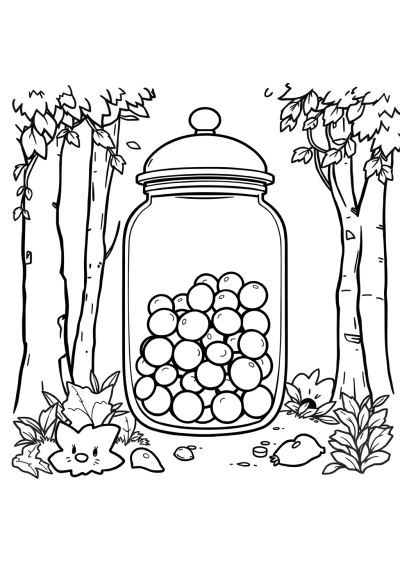 Candy Jar In Forest Coloring Page