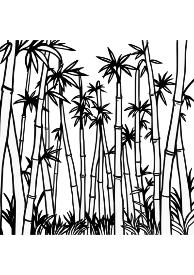 Cartoon Bamboo Forest Coloring Page