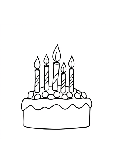 Cartoon Birthday Cake With Candles Coloring Page