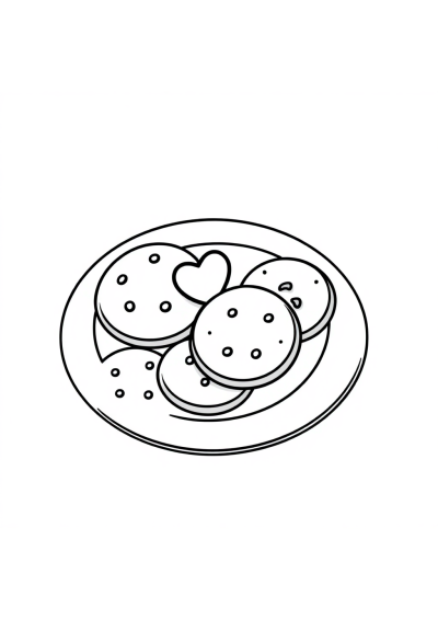 Cartoon Cookies Plate Coloring Page