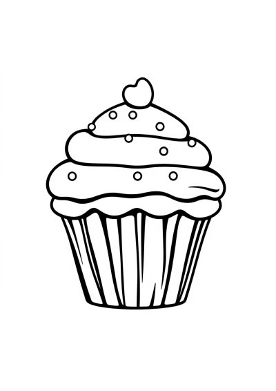 Cartoon Cupcake Decorated Coloring Page