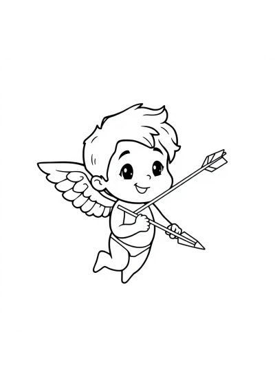 Cartoon Cupid With Arrow Coloring Page