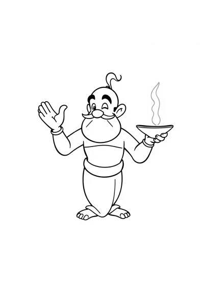 Cartoon Genie From Lamp Coloring Page