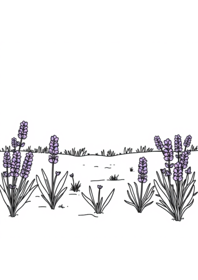 Cartoon Lavender Field Coloring Page
