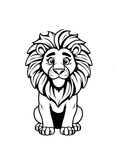 Cartoon Majestic Lion Coloring Page