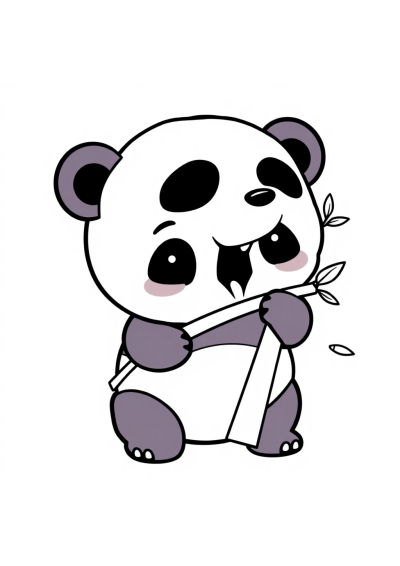 Cartoon Panda Eating Bamboo Coloring Page