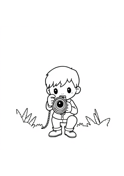Cartoon Photographer Coloring Page