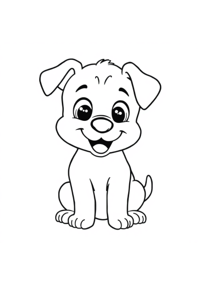 Cartoon Playful Puppy Coloring Page