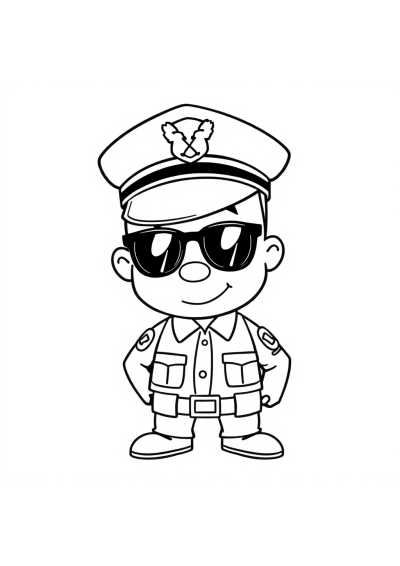 Cartoon Police Officer Coloring Page