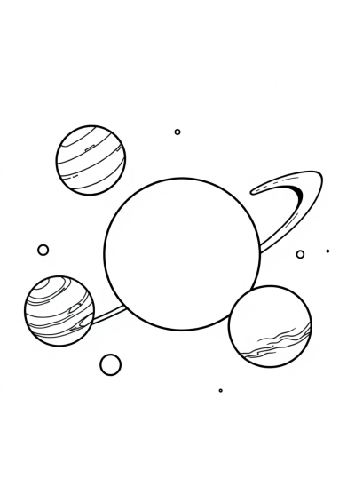 Cartoon Solar System Planets Coloring Page