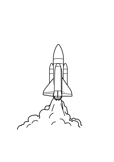 Cartoon Space Shuttle Launch Coloring Page