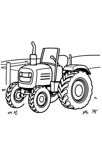 Cartoon Tractor On Farm Coloring Page
