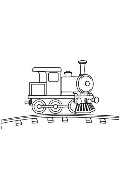 Cartoon Train On Tracks Coloring Page