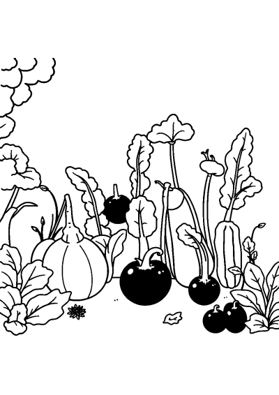 Printable Cartoon Vegetable Garden Coloring Page
