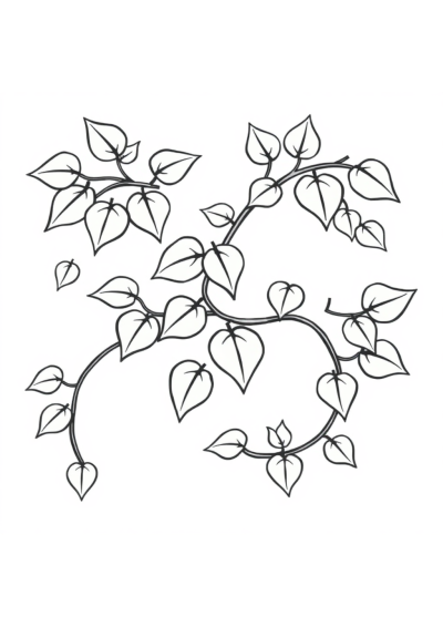Cartoon Vine With Leaves Coloring Page