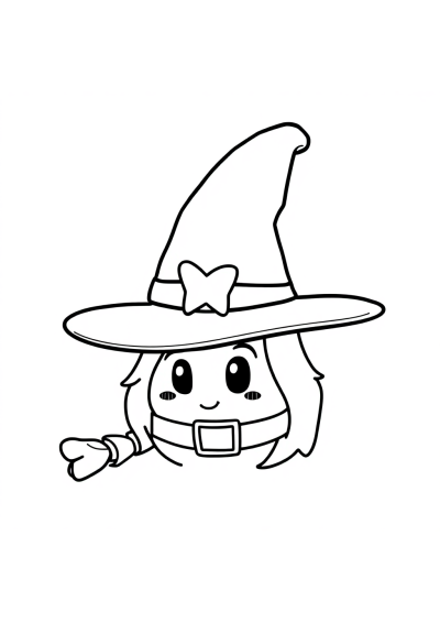 Cartoon Witch Hat Coloring Page