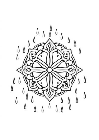 Celtic Knot Mandala In Rain Coloring Page
