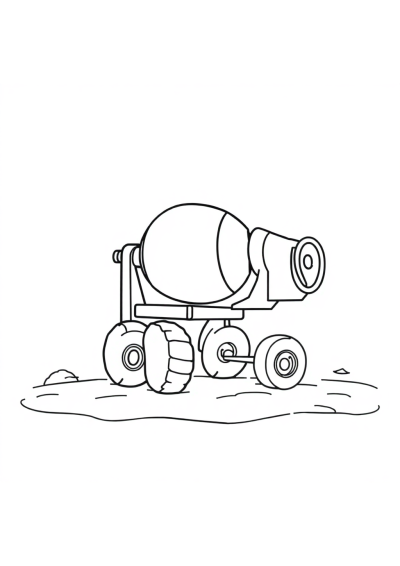Cement Mixer On Beach Coloring Page