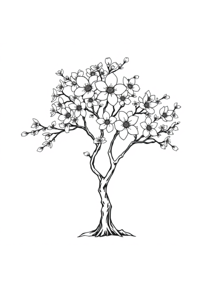 Cherry Blossom Tree Coloring Page