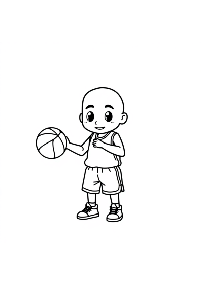 Chibi Basketball Player Coloring Page