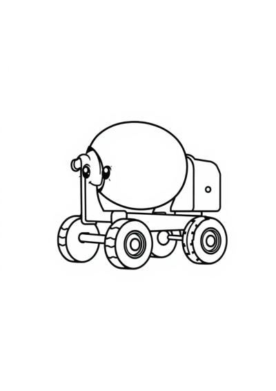 Chibi Cement Mixer Coloring Page