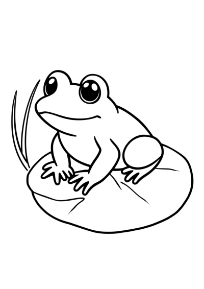 Chibi Frog On Lily Pad Coloring Page