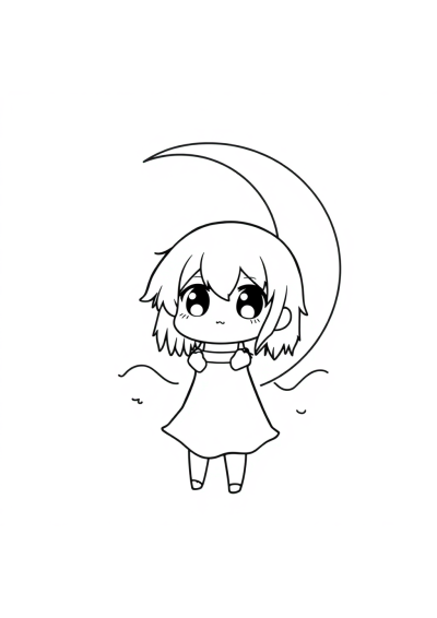 Chibi Lunar Eclipse Coloring Page