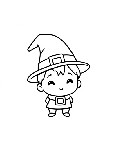 Chibi Pilgrim Hat Coloring Page