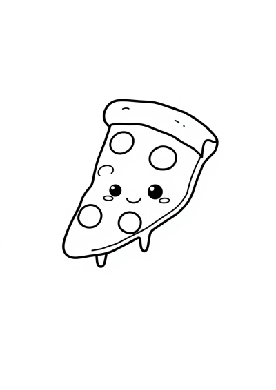 Chibi Pizza Slice Coloring Page
