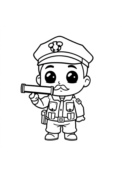 Chibi Police Officer Coloring Page