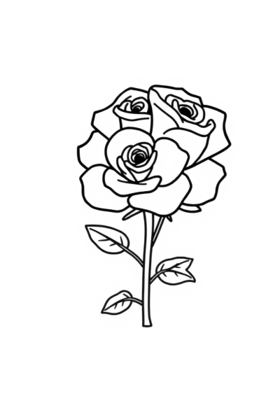 Chibi Rose Bouquet Coloring Page