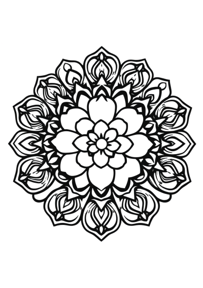 Detailed Chibi Rose Mandala Pattern Coloring Page