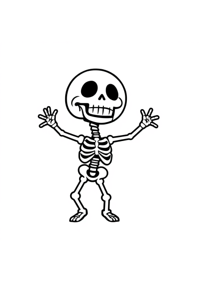Chibi Skeleton Dancing Coloring Page