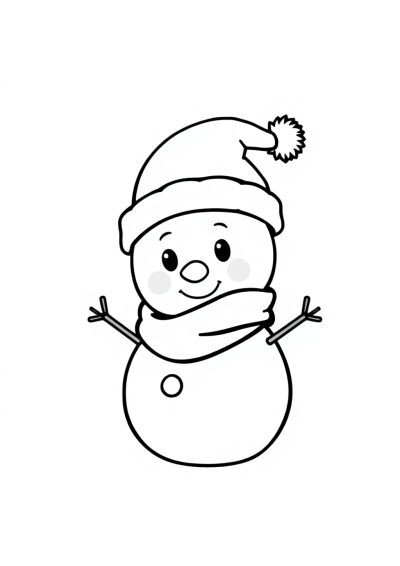Chibi Snowman With Hat Coloring Page