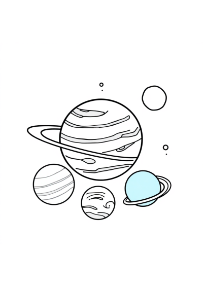 Chibi Solar System Planets Coloring Page