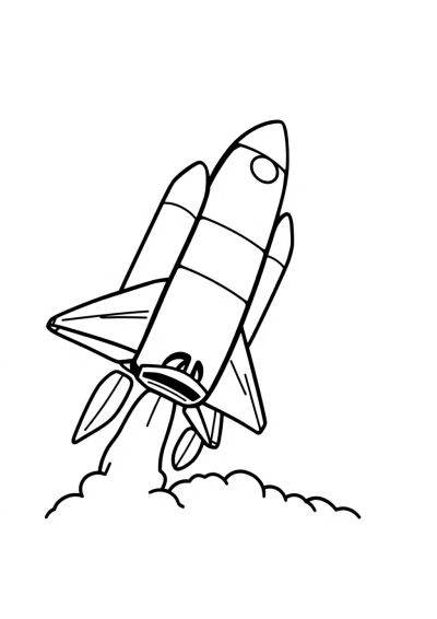 Chibi Space Shuttle Launch Coloring Page